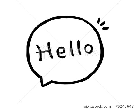你好/可愛的語音氣泡字符的手寫字符插圖 76243648