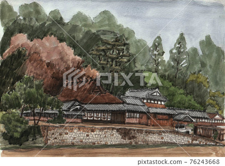 Japanese original scenery Nostalgic thatched private house Japanese original scenery Nostalgic thatched private house 76243668