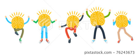 Neuromarketing metaphor. Funny people with a brain instead of a head. 76243673