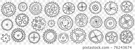 Circle gears with patterns doodle set 76243674