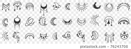 Moons as accessories doodle set 76243708