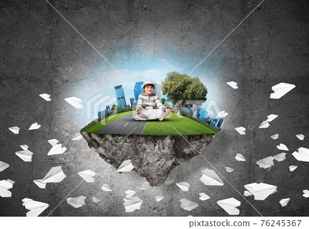 Little boy keeping mind conscious. Little boy keeping mind conscious. 76245367