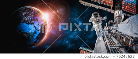 Astronaut spaceman do spacewalk while working for space station Astronaut spaceman do spacewalk while working for space station 76245628
