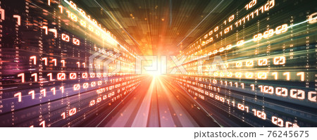 Digital data flow on road with motion blur to create vision of fast speed transfer Digital data flow on road with motion blur to create vision of fast speed transfer 76245675