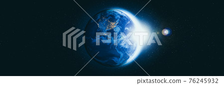 Planet earth globe view from space showing realistic earth surface and world map Planet earth globe view from space showing realistic earth surface and world map 76245932