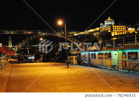Portugal, Porto, Douro River, Don Luis I Bridge, Nossa Senora do Pilar Monastery, night view Portugal, Porto, Douro River, Don Luis I Bridge, Nossa Senora do Pilar Monastery, night view 76246915