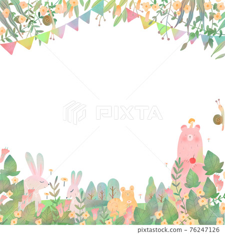 Scandinavian cute frame illustration vector material of forest animals and mysterious plants Scandinavian cute frame illustration vector material of forest animals and mysterious plants 76247126