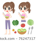 一組吃沙拉的婦女和蔬菜 76247317
