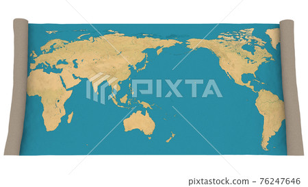 World map scroll nautical chart illustration 76247646