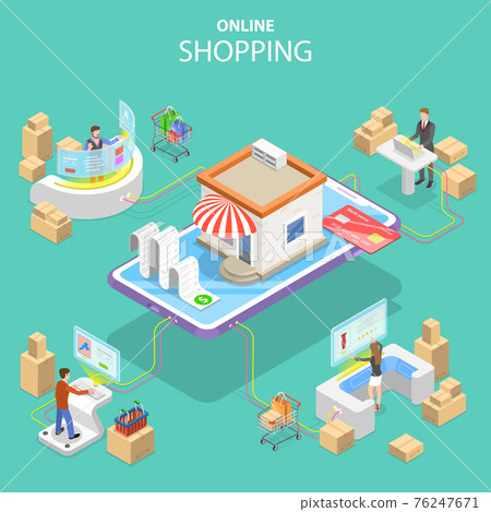 Flat isometric vector concept of easy shopping, e-commerce. 76247671