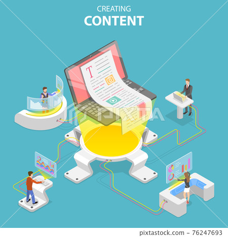 Flat isometric vector concept of content creating, copywriting, creative writing Flat isometric vector concept of content creating, copywriting, creative writing 76247693