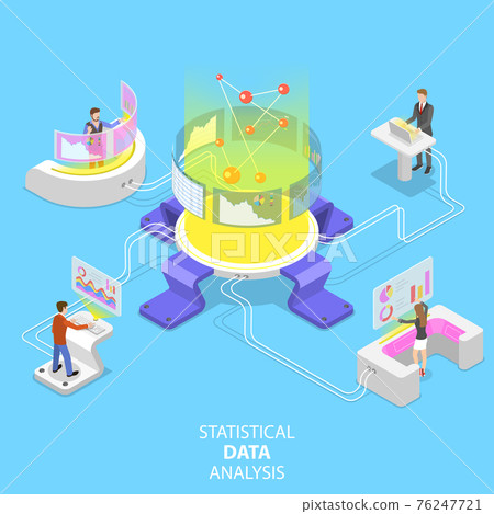 Flat isometric vector concept of statictical... - Stock Illustration ...