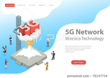 Isometric flat vector landing page template of... - Stock Illustration ...