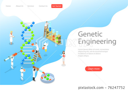 Isometric flat vector landing page template of genetic engineering. Isometric flat vector landing page template of genetic engineering. 76247752