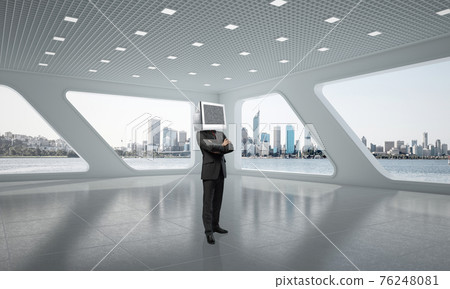 Businessman with monitor instead of head. Businessman with monitor instead of head. 76248081
