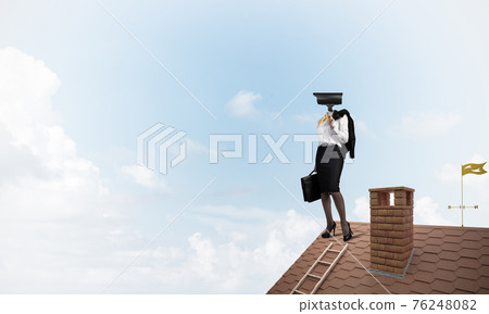 Concept of security and privacy protection with camera headed wo Concept of security and privacy protection with camera headed wo 76248082