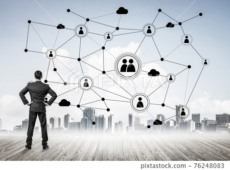 Social connection concept drawn on screen as symbol for teamwork Social connection concept drawn on screen as symbol for teamwork 76248083