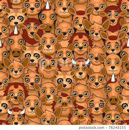 Animals Seamless Pattern. Cute Cartoon Style. Vector 76248155
