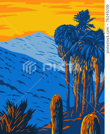 The Santa Rosa and San Jacinto Mountains National Monument California with the Santa Rosa and San Jacinto Mountain Ranges WPA Poster Art 76249206