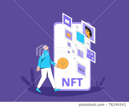 NFT. Non Fungible Token. Vector color illustration. 76249341
