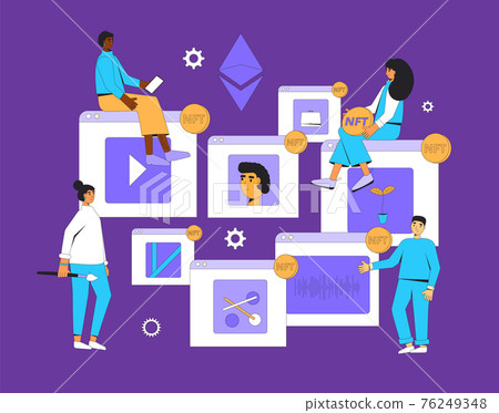 NFT. Non Fungible Token. Vector color illustration. 76249348