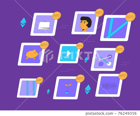 NFT. Non Fungible Token. Vector color illustration. 76249356