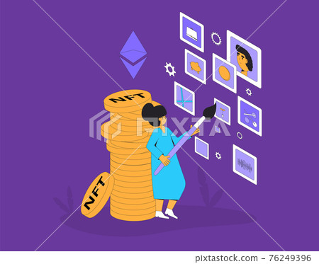 NFT. Non Fungible Token. Vector color illustration. 76249396