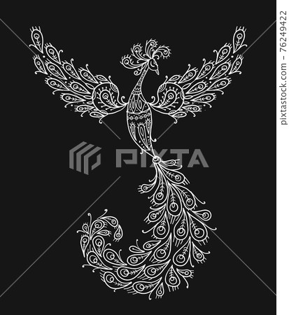 Magic Fairy Bird. Phoenix Bird. Mythical character. Ornamental Silhouette for your design Magic Fairy Bird. Phoenix Bird. Mythical character. Ornamental Silhouette for your design 76249422