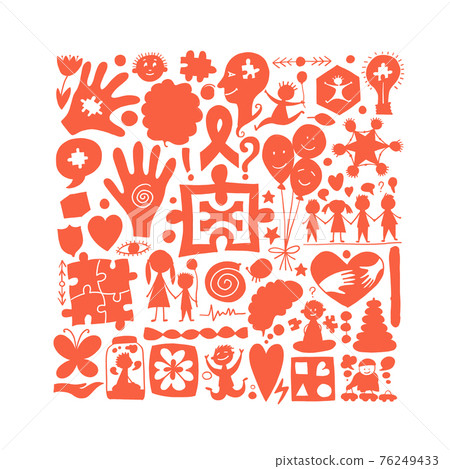 World autism awareness day. Colorful puzzle design. Symbol of autism. Sketch for your design 76249433