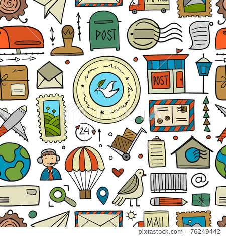Post Office. Seamless Pattern for your design Post Office. Seamless Pattern for your design 76249442