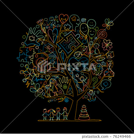 World autism awareness day. Art concept tree.... - Stock Illustration ...