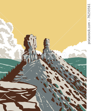 Chimney Rock National Monument in San Juan National Forest in Southwestern Colorado WPA Poster Art Chimney Rock National Monument in San Juan National Forest in Southwestern Colorado WPA Poster Art 76250561