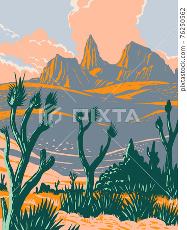 Castle Mountains National Monument located in the Mojave Desert and San Bernardino County California WPA Poster Art 76250562