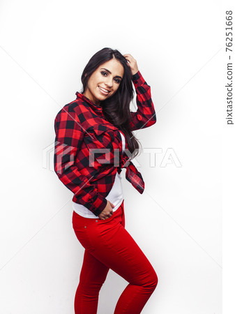 young happy smiling latin american teenage girl emotional posing on white background, lifestyle people concept young happy smiling latin american teenage girl emotional posing on white background, lifestyle people concept 76251668