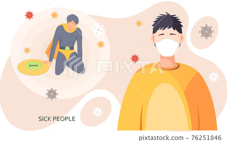 Guy putting on face mask to prevent coronavirus spread. Lowest level of immunity due to virus Guy putting on face mask to prevent coronavirus spread. Lowest level of immunity due to virus 76251846