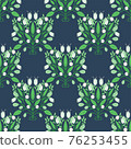 Folk art Scandinavian symmetric design. Retro floral folk art pattern 76253455