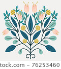 Folk art Scandinavian symmetric design. Retro floral folk art pattern 76253460