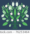 Folk art Scandinavian symmetric design. Retro floral folk art pattern 76253464