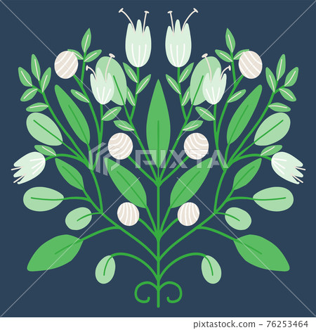 Folk art Scandinavian symmetric design. Retro floral folk art pattern Folk art Scandinavian symmetric design. Retro floral folk art pattern 76253464