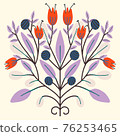 Folk art Scandinavian symmetric design. Retro floral folk art pattern 76253465
