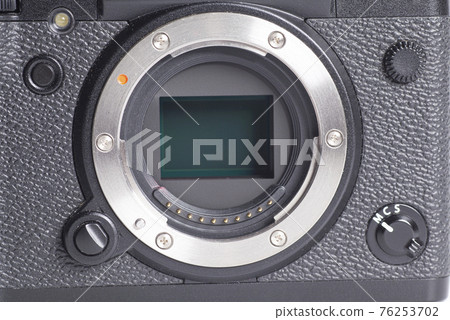 Mirrorless digital camera close up 76253702