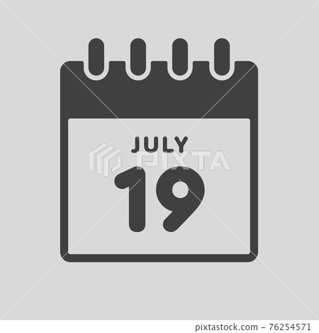 Icon day date 19 July, template calendar page 76254571