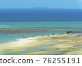 top view see small boat snad and wave. 76255191