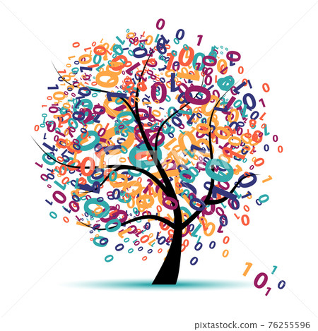 Digital tree logo colorful, code and program - Stock Illustration ...