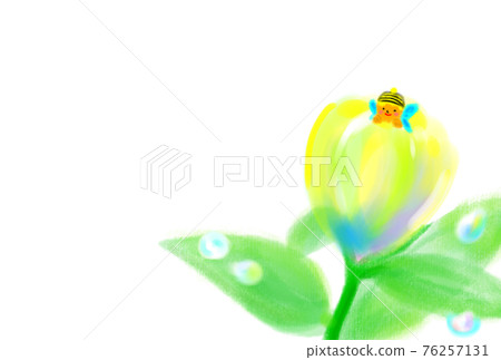 An image illustration of a bee cub in a beautiful flower. 76257131