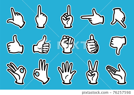 Simple hand sign icon set (with white border) 76257598