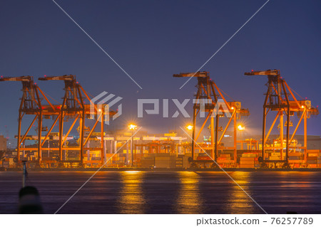 Customs Customs Trade Port Oi Wharf Oi Container Crane Night View Tokyo Tokyo Bay Ship Container Ship 76257789