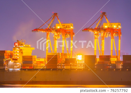 Customs Customs Trade Port Oi Wharf Oi Container Crane Night View Tokyo Tokyo Bay Ship Container Ship 76257792