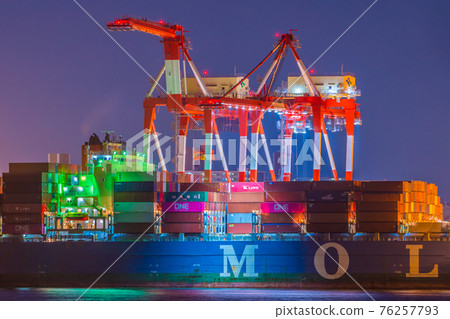 Customs Customs Trade Port Oi Wharf Oi Container Crane Night View Tokyo Tokyo Bay Ship Container Ship Customs Customs Trade Port Oi Wharf Oi Container Crane Night View Tokyo Tokyo Bay Ship Container Ship 76257793