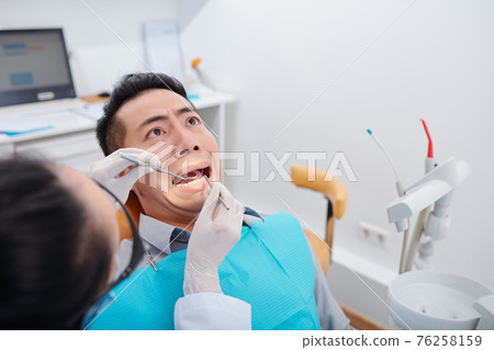 Man scared of dentist Man scared of dentist 76258159